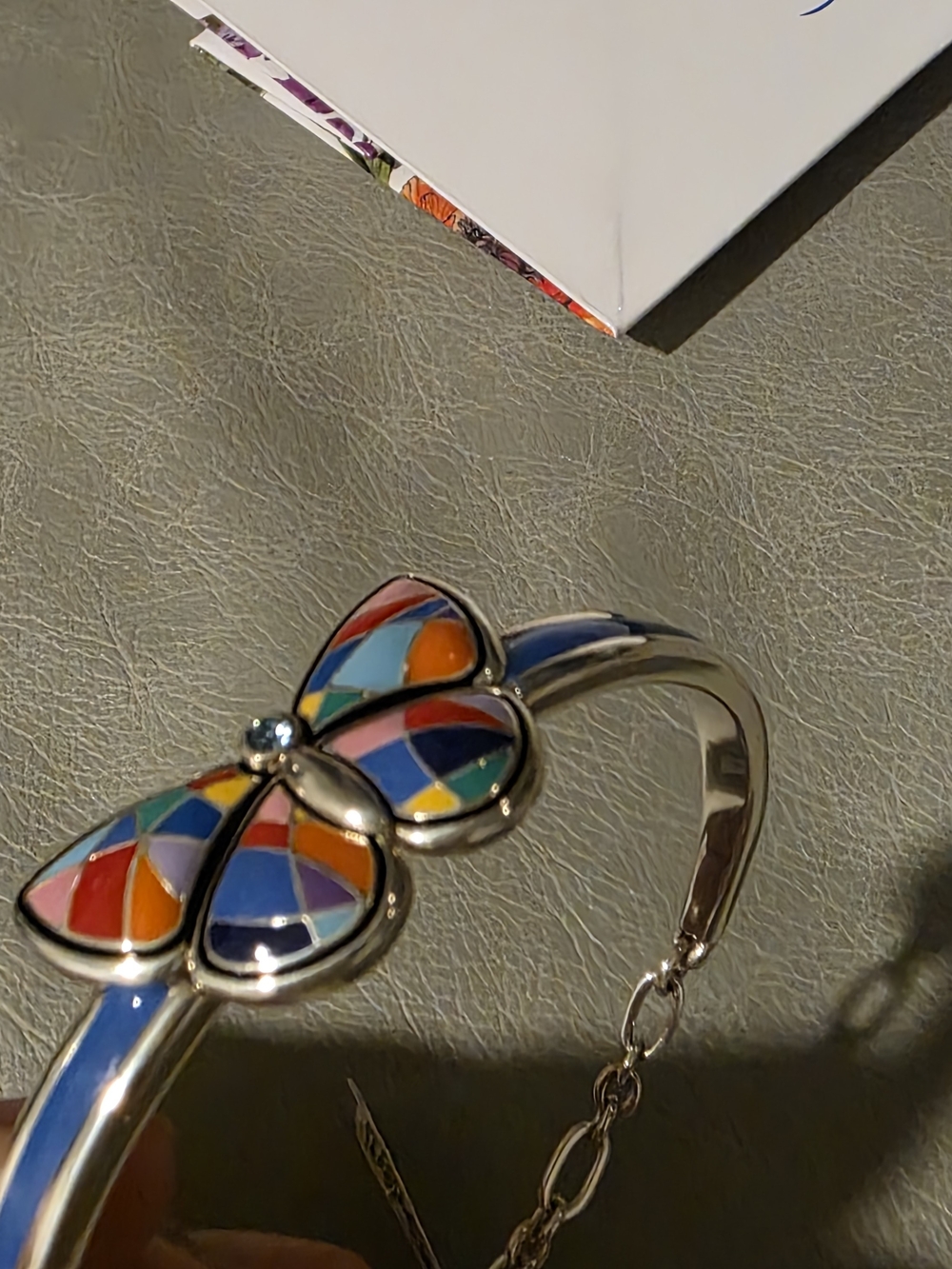 BRIGHTON JEWELRY COLORMIX COLORFUL BUTTERFLY BRACELET SILVER PATCHWORK NEW RV$88 - Picture 4 of 4